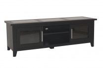 Mediabänk Freja i svart, tv-bänk med tre st skivor i borstad stål. Storlek: 150x50 cm. Helgbutiken.se