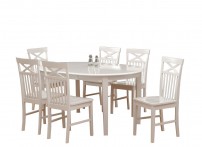 Bord White Collection + 6 stolar. Ovalt Bord 120X75+45cm iläggsskivacm. Vit högblank  NYHET!