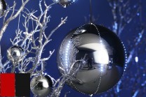 Snowball LED-kulor inne, 30 cm i färgerna röd och svart. Julkulor med rinnande LED-belysning - skapa en känsla av snöfall inomhus! 1-pack.