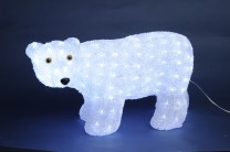 Isbjörn Kristall med LED-belysning, 35x56 cm. Svarta ögon och nos.