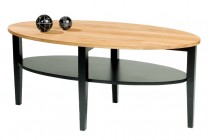 Soffbord Baltimore i massiv oljad ek och svart trä. Ovalt högkvalitativt vardagsrumsbord. Storlek: 120x60 cm.