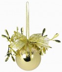 Julgranskulor dekorerade med rosett och glitter - guld. 4-pack