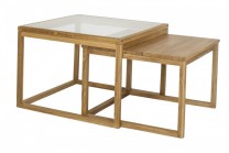 Soffbord Samuel i massiv oljad ek. Vardagsrumsbord i två delar. Storlek: 70x70x50 cm.
