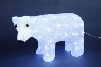 Isbjörn Kristall med LED-belysning, 22x34 cm. Svarta ögon och nos.