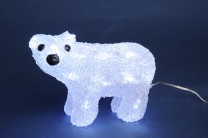 Isbjörn Kristall med LED-belysning, 13,5x18 cm. Svarta ögon och nos