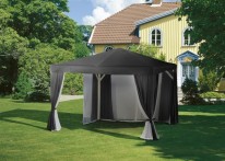 Paviljong Grand Delux 3,5x3,5 m - vita stommar med svart tak