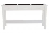 Konsolbord Freja i vit, skänk i vitt med tre st granitskivor. Storlek: 146x78 cm. Helgbutiken.se