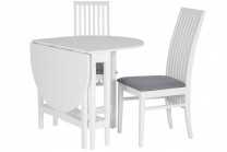 Matbord Limhamn med 2-4 stolar. Vitt slagbord i vacker lantlig stil. Storlek bord: Ø80 cm.